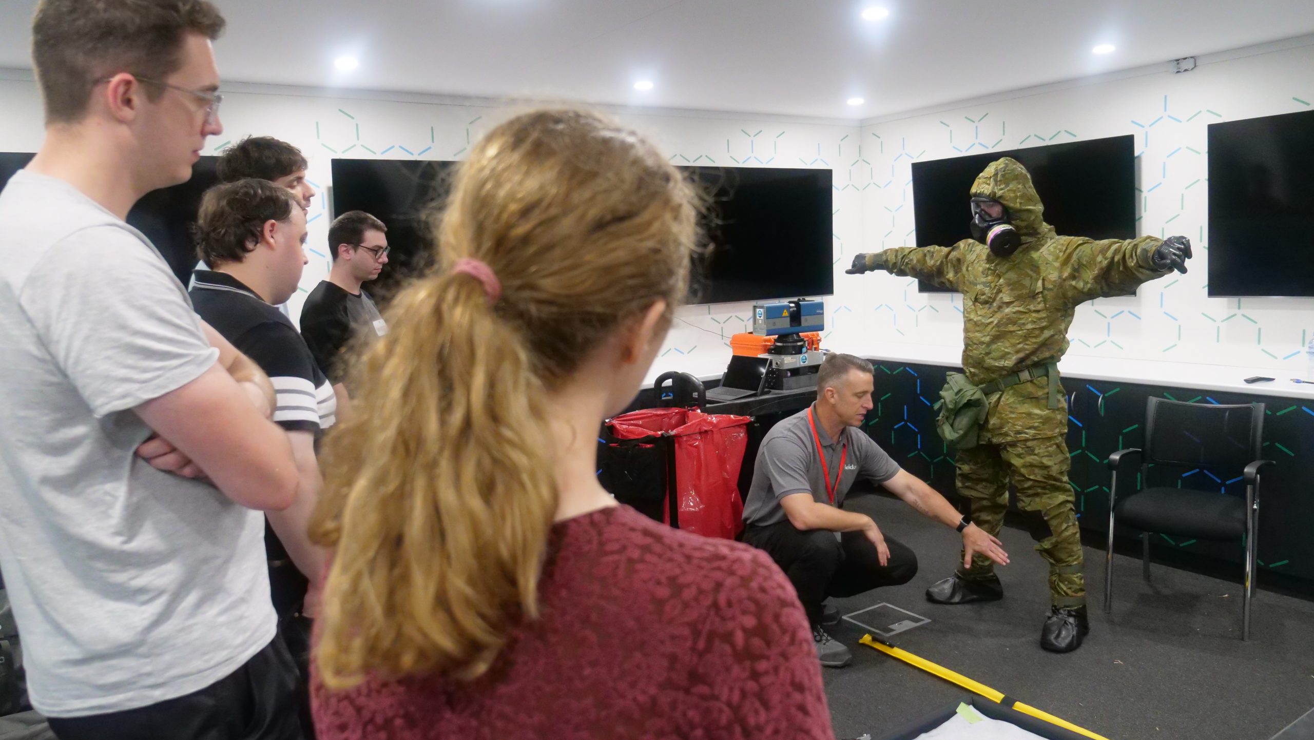 Students learned about CBRN equipment, and had a chance to personally experience the difficult nature of working in full-body CBRN protective gear.